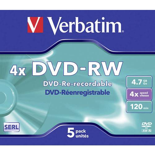 Verbatim 43285 DVD-RW Rohling 4.7 GB 5 St. Jewelcase Wiederbeschreibbar