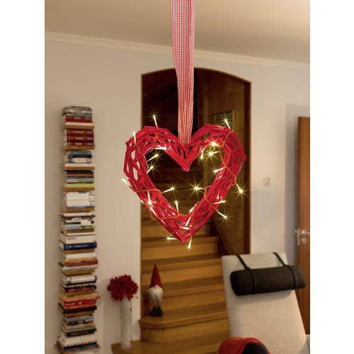 Konstsmide 6217-550 Holz-Figur Herz Warmweiß LED Rot