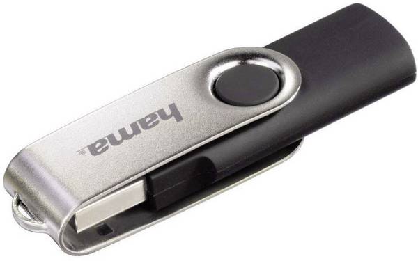 hama 00090891 USB-Stick "Rotate", USB 2.0, 8GB, 10MB/s, Schwarz/Silber