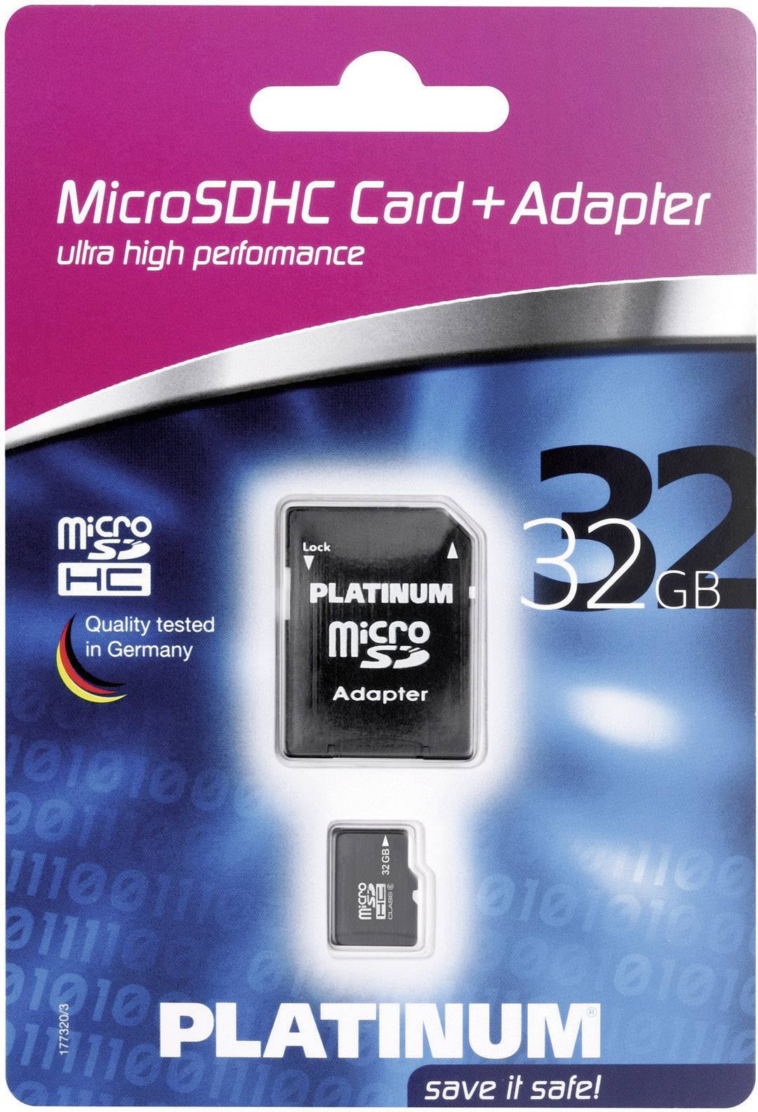 microSDHC card 32 GB Platinum MICRO SDHC KARTE 32GB Class 6 incl. SD