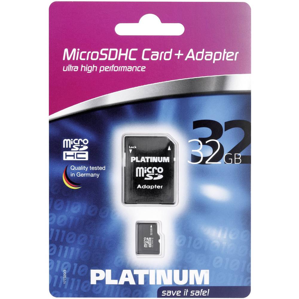 microSDHC card 32 GB Platinum MICRO SDHC KARTE 32GB Class 6 incl. SD