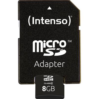 Mikro-SD-Kartenadapter der Marke Intenso, Class 4, 8 GB Speicherkapazität.