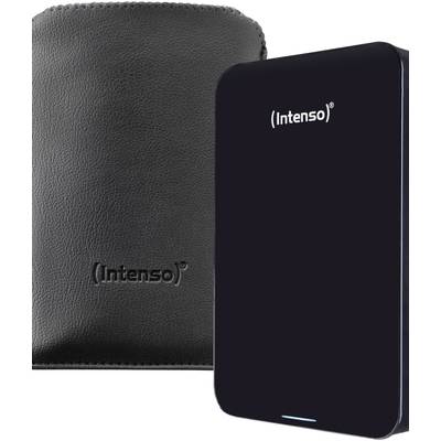 Externe Festplatte 'Intenso' mit schwarzem Etui, schlankes Design. Geeignet zur Datenaufbewahrung und -sicherung.