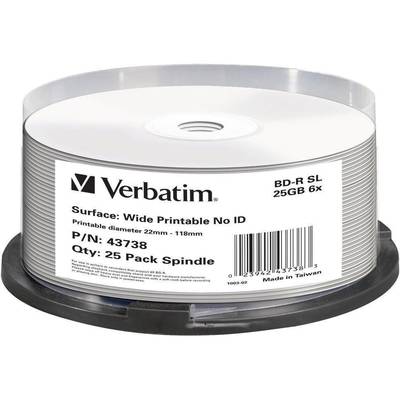 Verbatim 43738 Blu-ray BD-R Rohling 25 GB 25 St. Spindel Bedruckbar