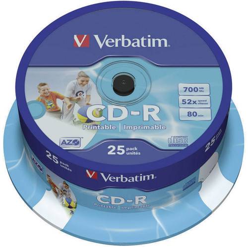 Verbatim 43439 CD-R Rohling 700 MB 25 St. Spindel Bedruckbar