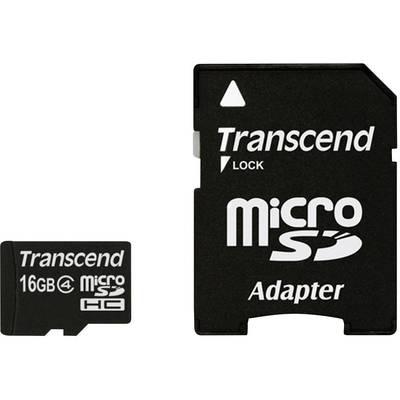 Transcend Standard microSDHC-Karte  16 GB Class 4 inkl. SD-Adapter