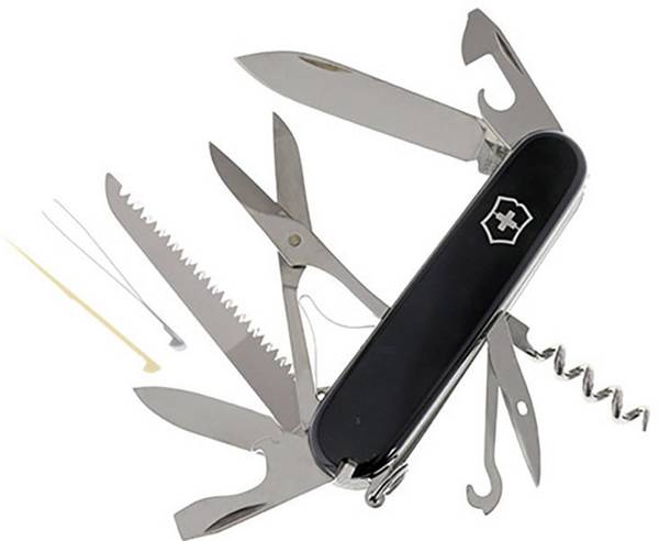 Victorinox Huntsman, Slip joint knife, Multi-Tool-Messer, Absetzpunkt, Edelstahl, ABS Synthetik, Schwarz, Edelstahl