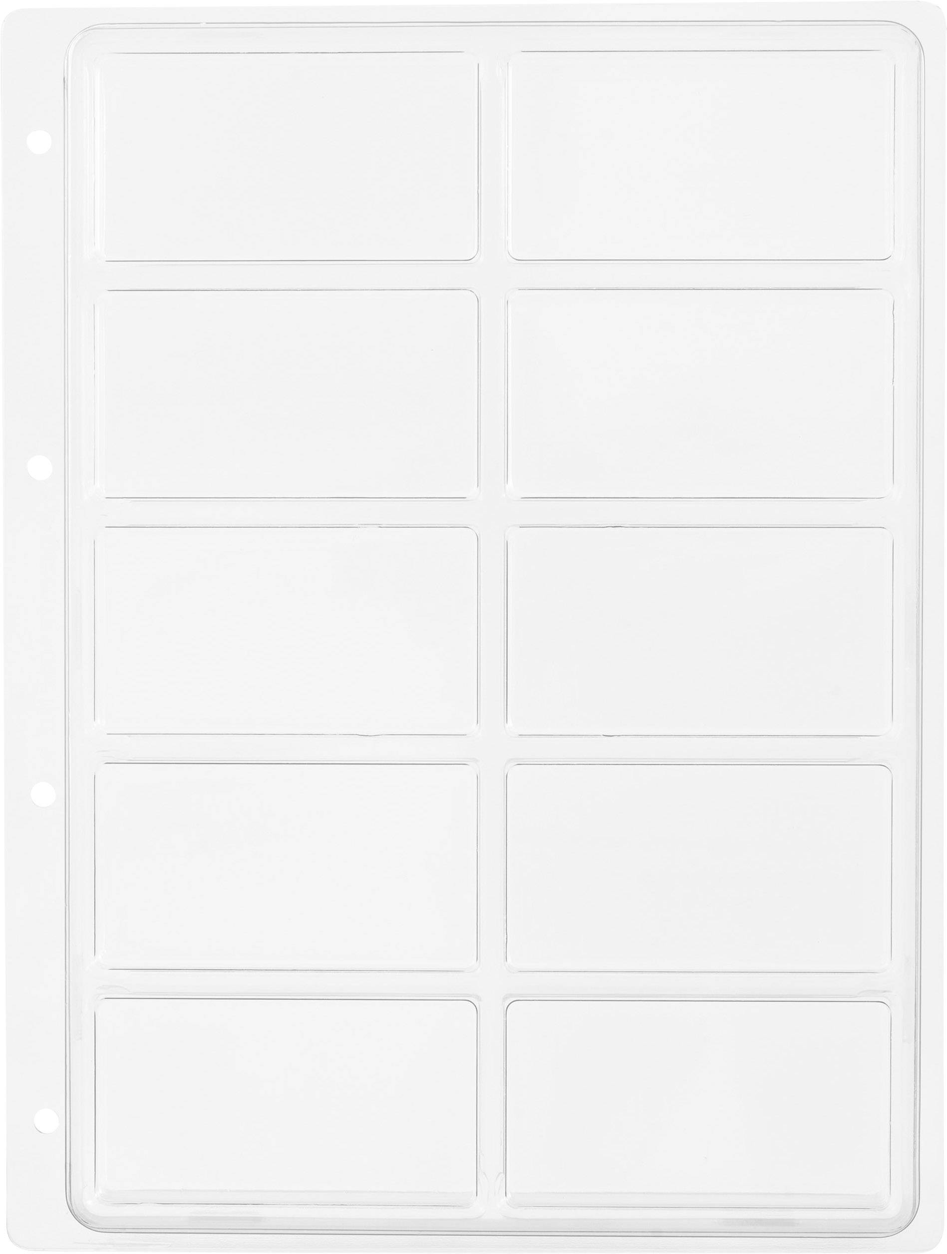 Transparente Sammelmappe mit zehn rechteckigen Fächern zur Aufbewahrung von Fotos, Karten oder kleinen Dokumenten.