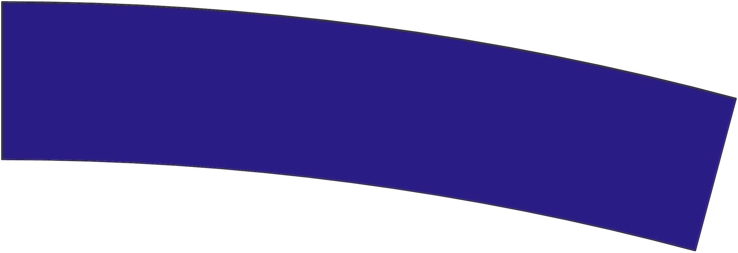 Ein gebogener blauer Balken auf weißem Hintergrund.