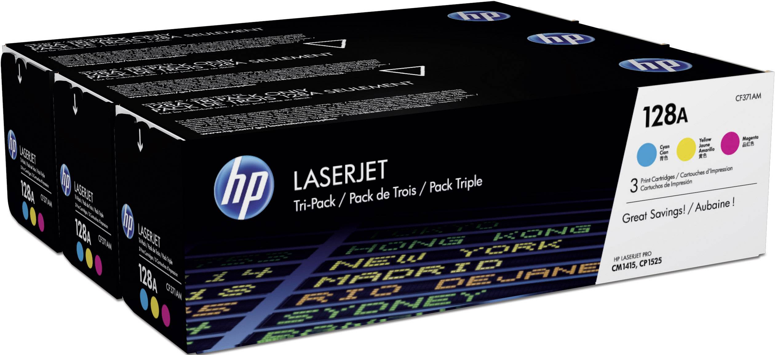 HP 128A Tri pack 3er Pack Gelb, Cyan, Magenta LaserJet Tonerpatrone (CF371AM)