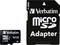 Eine 16 GB Verbatim microSD-Karte mit Adapter.