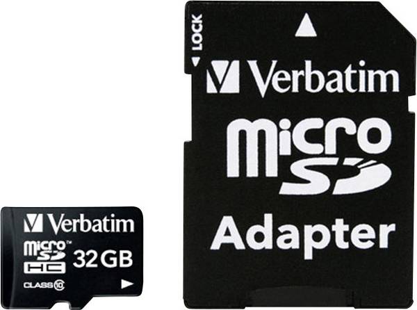 Verbatim MICRO SDHC 32GB CL 10 ADAP microSDHC-Karte  32 GB Class 10 inkl. SD-Adapter