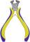 Zange mit gelben Griffen und violetten Akzenten, geeignet zum Schneiden von Drähten.