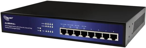 ALLNET ALL8804PoE+ - Switch - unmanaged - 4 x 10/100/1000 (PoE) - + 4 x 10/100/1