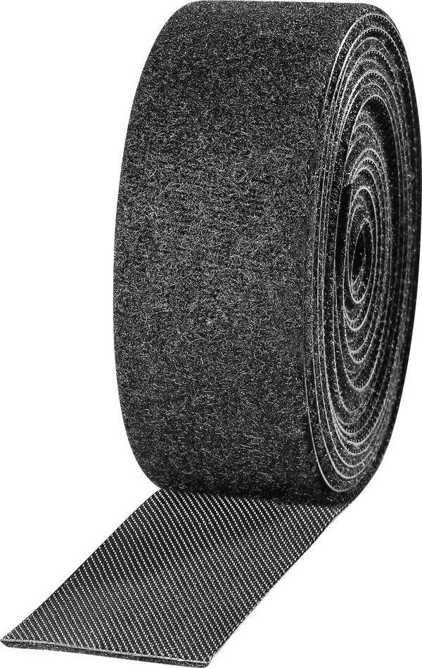 TOOLCRAFT KL25X2500C  Klettband zum Bündeln Haft- und Flauschteil (L x B) 2500 mm x 25 mm Schwarz 2 St.