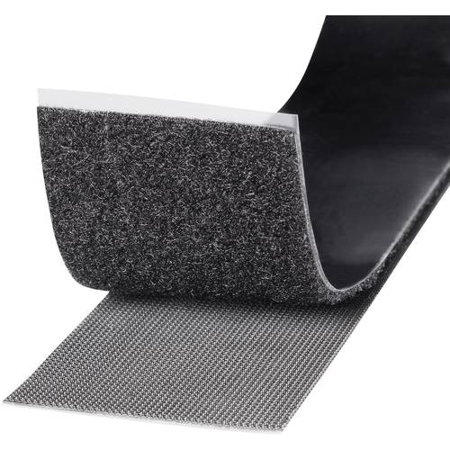 TOOLCRAFT KL50X1000C Klettband zum Aufkleben Haft- und Flauschteil, extrastark (L x B) 1000 mm x 50 mm Schwarz 1 m