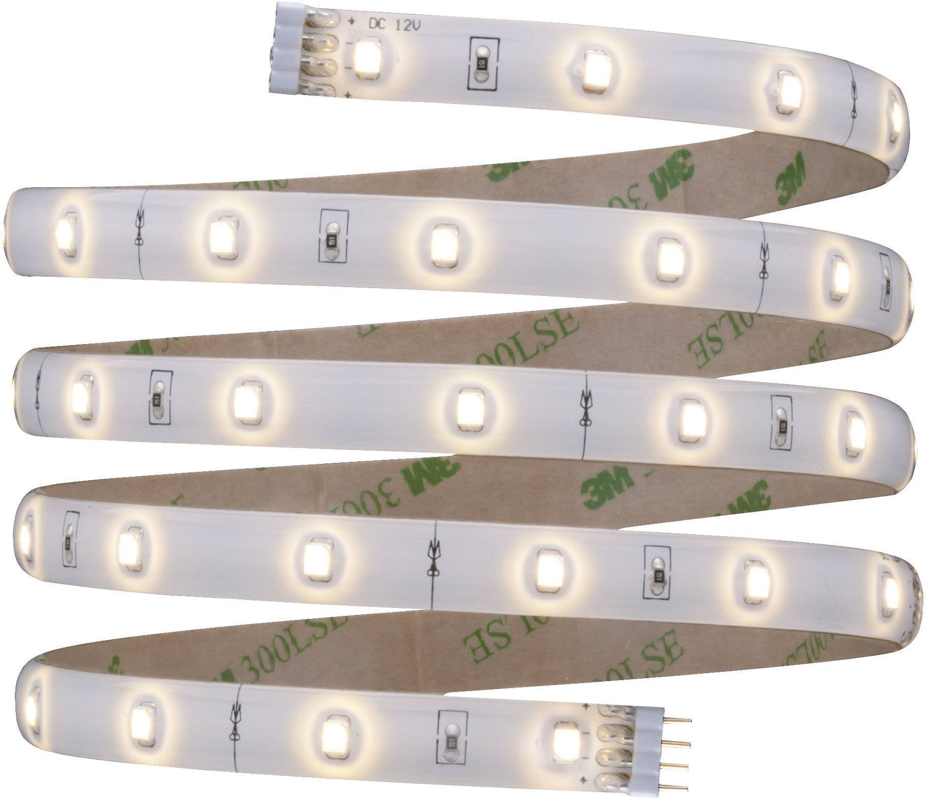 LED-Streifen mit selbstklebender Rückseite, leuchtend mit mehreren gleichmäßig verteilten LEDs, geeignet für Innenbeleuchtung.