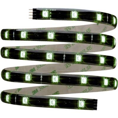 Ein LED-Lichtstreifen mit grünen LEDs und einer Klebefläche auf der Rückseite, geeignet für dekorative Beleuchtung oder Akzentbeleuchtung.