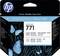 Verpackung für HP DesignJet 771 Druckpatrone, abgebildet mit blauen Schmetterlingen. Text: 'Photo Black', 'Light Gray'.