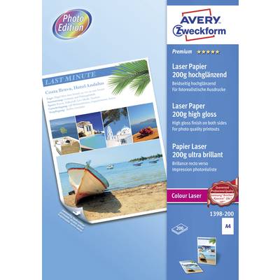 Avery-Zweckform Premium Laser Paper 200g high gloss 1398-200  Laser Druckerpapier DIN A4 200 g/m² 200 Blatt Weiß