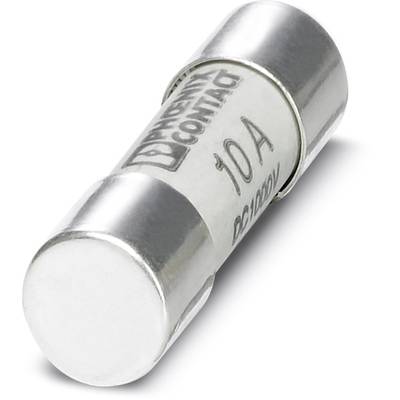 Eine zylindrische Sicherung mit der Aufschrift '10 A' und 'DC1000V', hergestellt von Phoenix Contact.