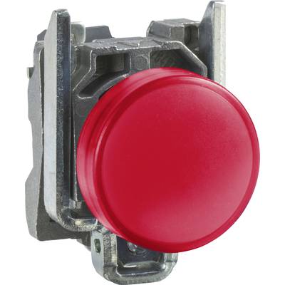 Roter Knopf in einem silbernen Gehäuse, möglicherweise Teil eines elektrischen Schalters oder einer Steuerung.