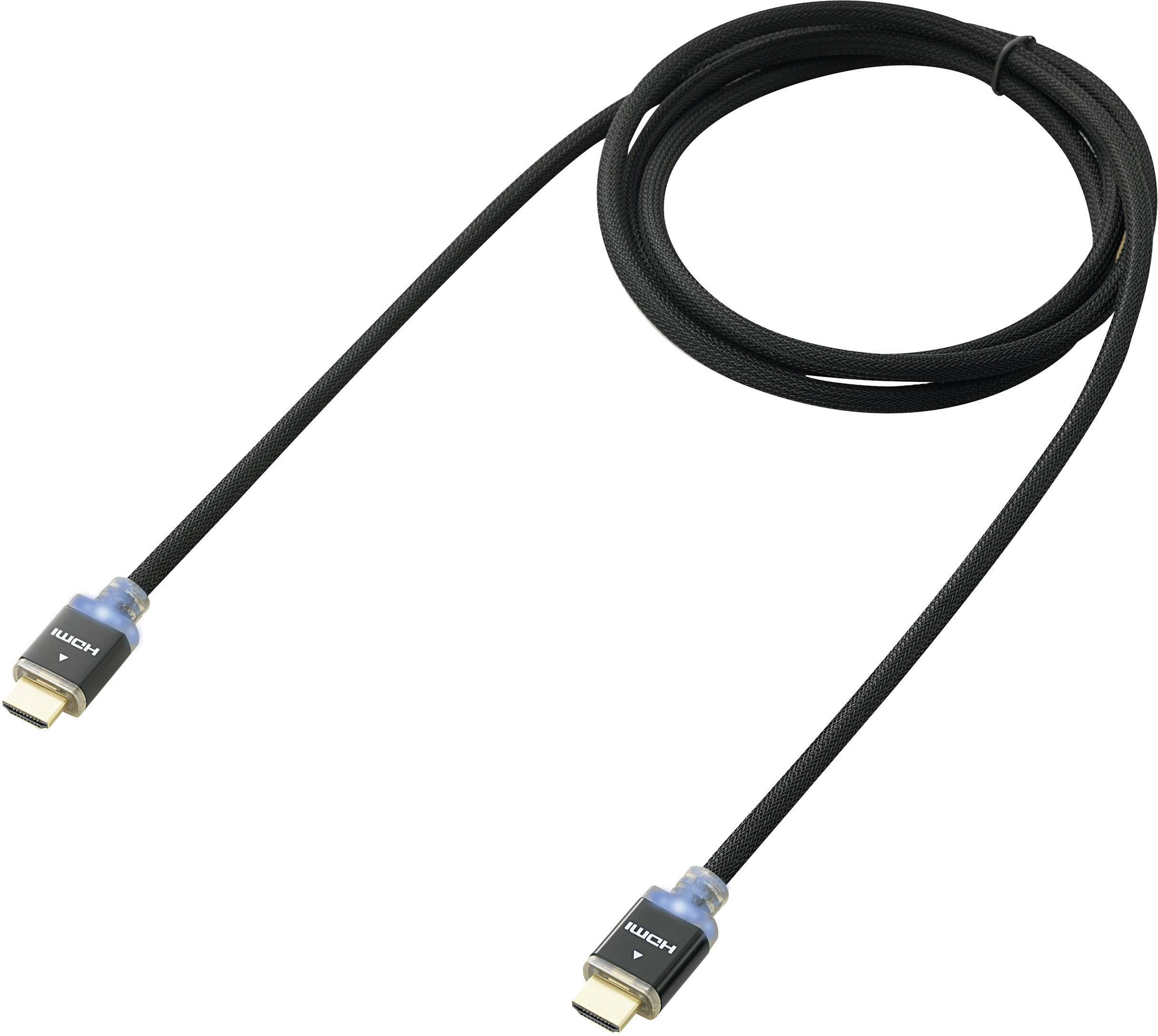 CONRAD HDMI Anschlusskabel mit LED [1x HDMI-Stecker - 1x HDMI-Stecker] 3 m Schwarz SpeaKa Profession