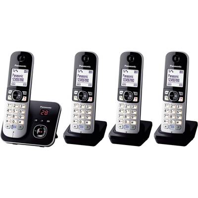 Panasonic KX-TG6824 Quattro DECT, GAP Schnurloses Telefon analog  Anrufbeantworter, Freisprechen Schwarz, Silber