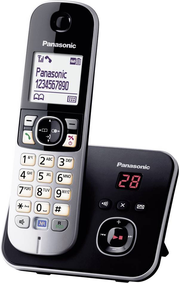 Panasonic KX-TG6821 DECT, GAP Schnurloses Telefon analog  Anrufbeantworter, Freisprechen Schwarz, Silber