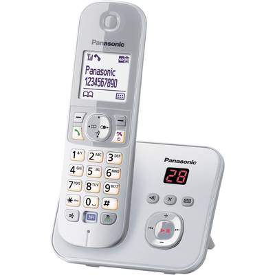 Panasonic KX-TG6821 DECT, GAP Schnurloses Telefon analog  Anrufbeantworter, Freisprechen Silber, Grau