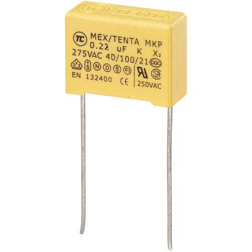 Thumbnail - TRU COMPONENTS MKP-X2 1 St. MKP-X2-Funkentstör-Kondensator radial bedrahtet 0.22 µF 275 V/AC 10 % 15 mm (L x B x H) 18 x...
