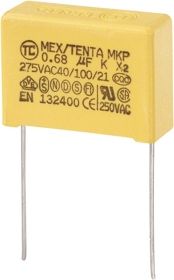 TRU COMPONENTS MKP-X2 1 St. MKP-X2-Funkentstör-Kondensator radial bedrahtet 0.68 µF 275 V/AC 10 % 22.5 mm (L x B x H) 26.5 x 10 x 19 mm