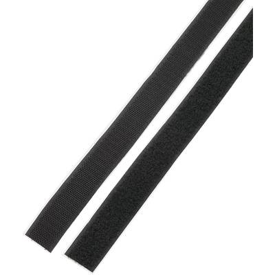 Basetech STD-LH25/1M Klettband zum Aufkleben Haft- und Flauschteil (L x B) 1000 mm x 25 mm Schwarz 1 Paar