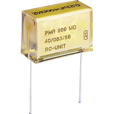 Kondensator mit der Aufschrift 'PMR 209 MC', '40/085/56', 'RC-UNIT'. Zwei Drahtanschlüsse ragen heraus.