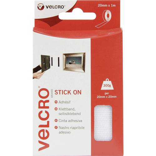 Thumbnail - VELCRO® VEL-EC60210 Klettband zum Aufkleben Haft- und Flauschteil (L x B) 1000 mm x 20 mm Weiß 1 m