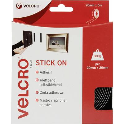 VELCRO® VEL-EC60217 Klettband zum Aufkleben Haft- und Flauschteil (L x B) 5000 mm x 20 mm Schwarz 5 m