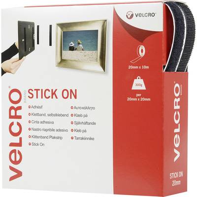 VELCRO® VEL-EC60220 Klettband zum Aufkleben Haft- und Flauschteil (L x B) 10000 mm x 20 mm Schwarz 10 m