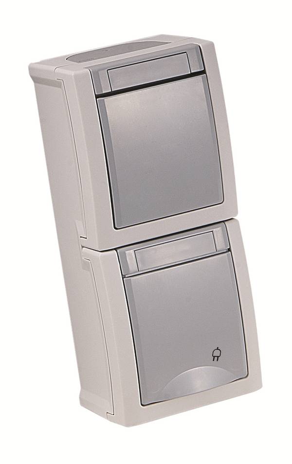 VIKO - Komb. Steckdose/Wechselschalter 90591098-DE senkr. FR-Aufputz IP54