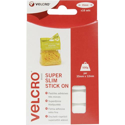 Thumbnail - VELCRO® VEL-EC60212 Klettelipse zum Aufkleben Haft- und Flauschteil (L x B) 35 mm x 12 mm Weiß 18 St.
