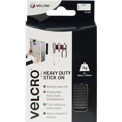 VELCRO® VEL-EC60239 Klettband zum Aufkleben Haft- und Flauschteil, extrastark (L x B) 100 mm x 50 mm Schwarz 2 Paar