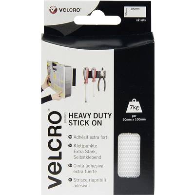 VELCRO® VEL-EC60240 Klettband zum Aufkleben Haft- und Flauschteil, extrastark (L x B) 100 mm x 50 mm Weiß 2 Paar