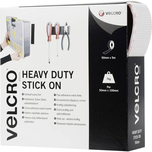 Thumbnail - VELCRO® VEL-EC60244 Klettband zum Aufkleben Haft- und Flauschteil, extrastark (L x B) 5000 mm x 50 mm Weiß 5 m