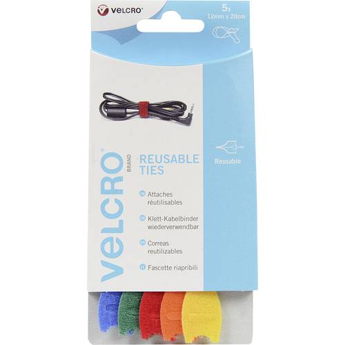 Thumbnail - VELCRO® VEL-EC60250 Klettkabelbinder zum Bündeln Haft- und Flauschteil (L x B) 200 mm x 12 mm Blau, Grün, Rot, Orange, G...