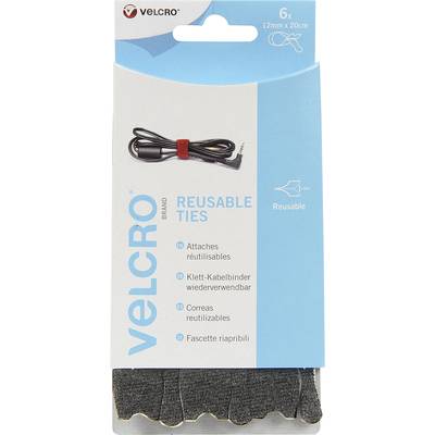 VELCRO® VEL-EC60388  Klettkabelbinder zum Bündeln Haft- und Flauschteil (L x B) 200 mm x 12 mm Schwarz 6 St.