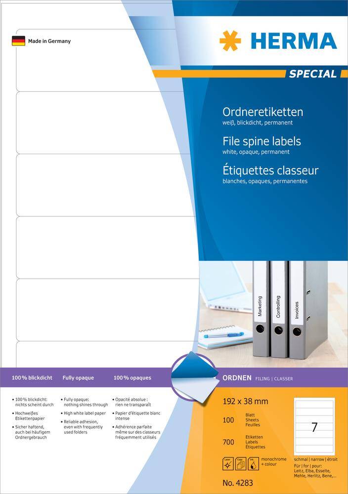 Ordneretikett kurz/schmal sk weiß 700 St./Pack.-0