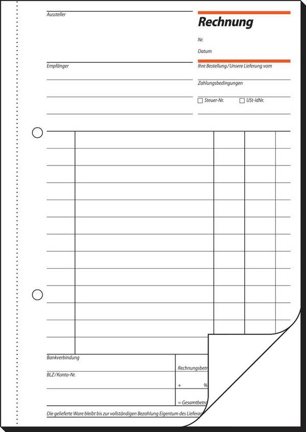 Formularbuch Rechnung A5 hoch VE=2x50 Blatt