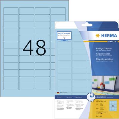 Herma 4368 Universal-Etiketten 45.7 x 21.2 mm Papier Blau 960 St. Permanent haftend Tintenstrahldrucker, Laserdrucker, F
