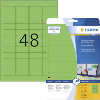 Herma 4369 Universal-Etiketten 45.7 x 21.2 mm Papier Grün 960 St. Permanent haftend Tintenstrahldrucker, Laserdrucker, F