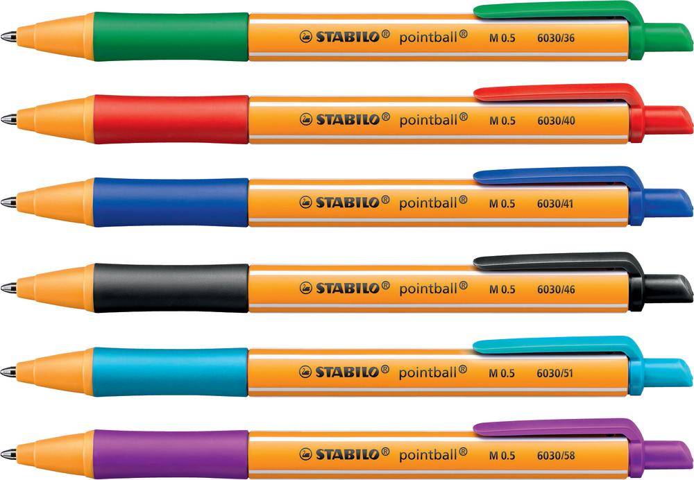 Kugelschreiber pointball 0,5mm sortiert 6 St./Pack.-0