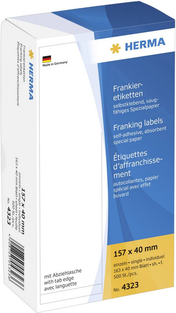 Herma 4323 Frankier-Etiketten 157 x 40 mm Papier Weiß 500 St. Permanent haftend Frankiermaschine